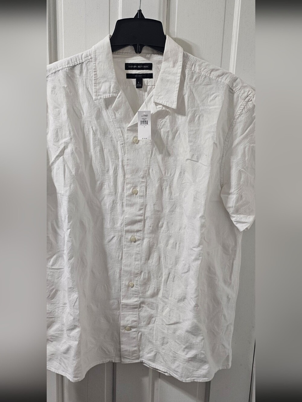 Banana Republic White Short-Sleeve Button-Up Shirt